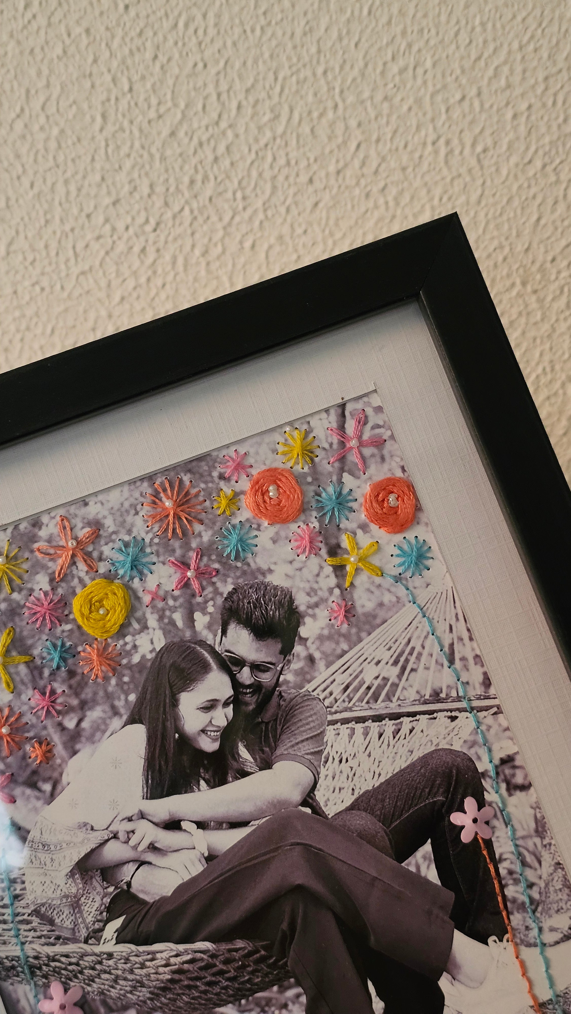 Hand-Embroidered Personalized Photo Frame – Custom Memory Art with Rare Indian Threadwork (A5/A4/A3 Sizes)