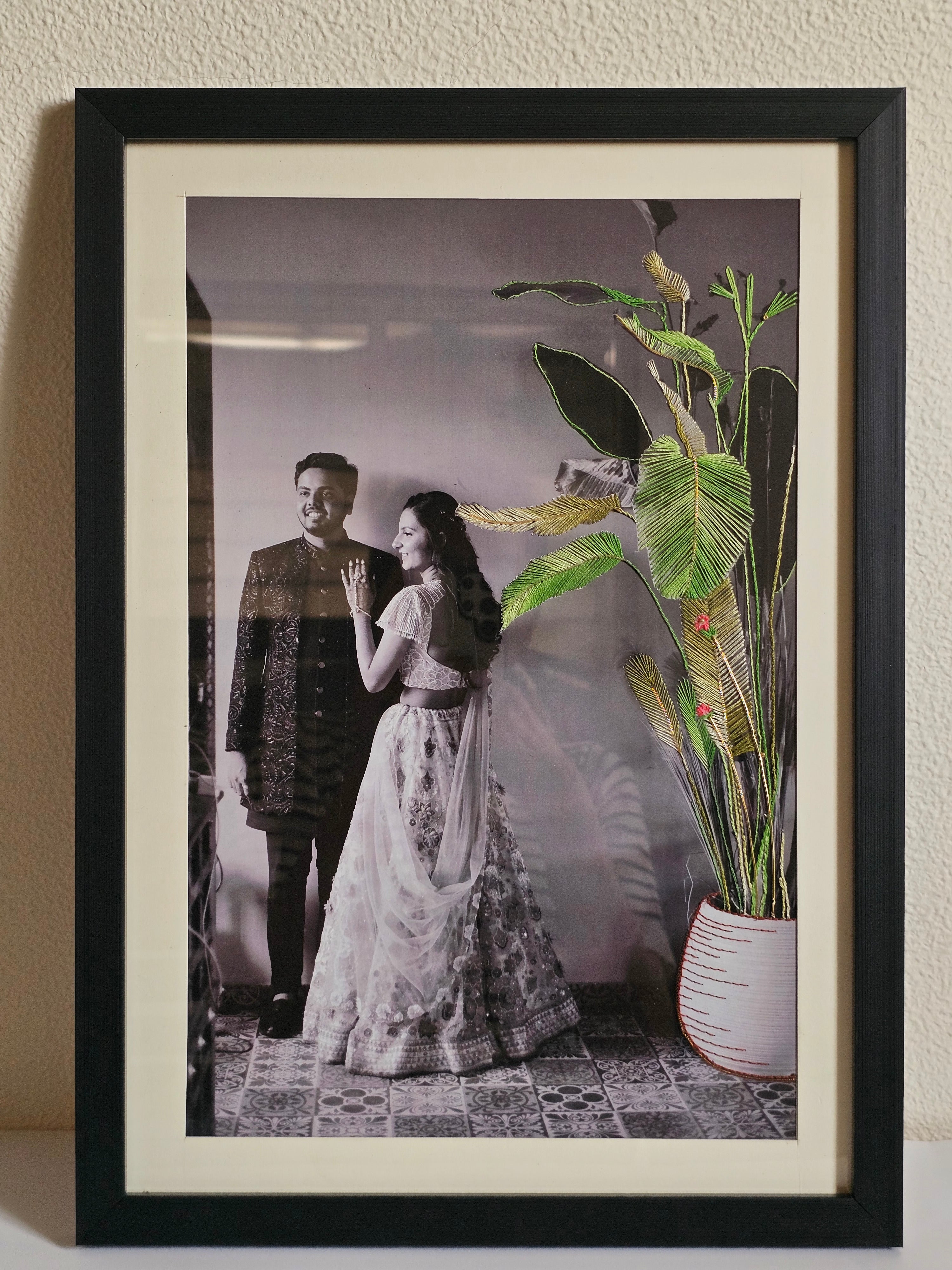 Hand-Embroidered Personalized Photo Frame – Custom Memory Art with Rare Indian Threadwork (A5/A4/A3 Sizes)