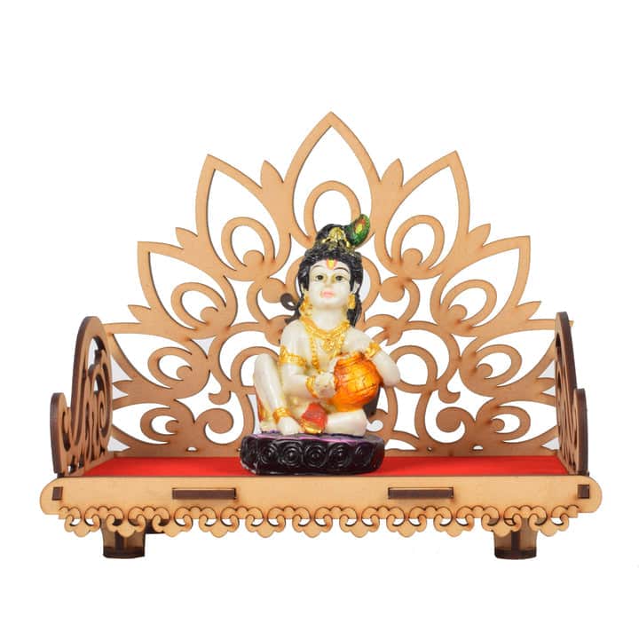 Wooden Krishna Shinghasan (21cm X 24cm X 15cm)