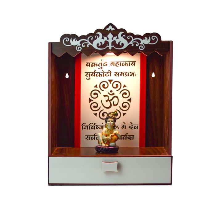 Wooden Led Light Acrylic Om With Shlok Design Temple
