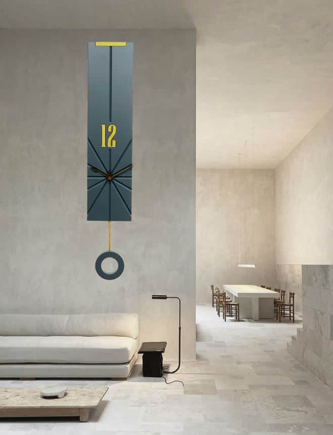 Trency Decorative Iron Blue And Golden Analog Wall Hanging Clock