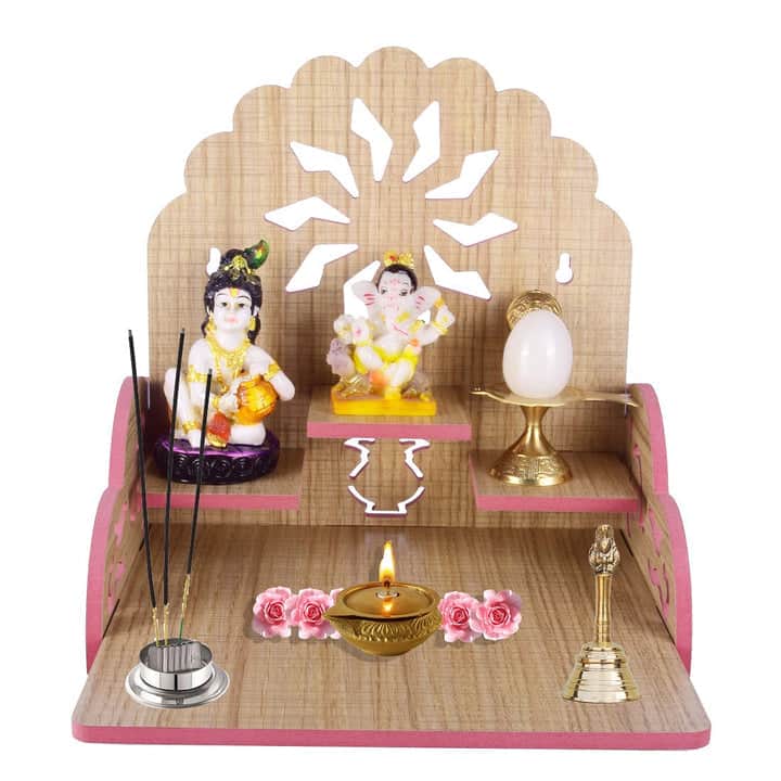 Handmade Beautiful Wooden Temple, Wall Hanging And Table Top Home Mandir Temple