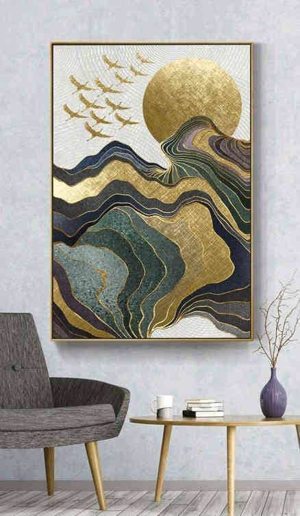 Golden Sun And Wave Sand Painting