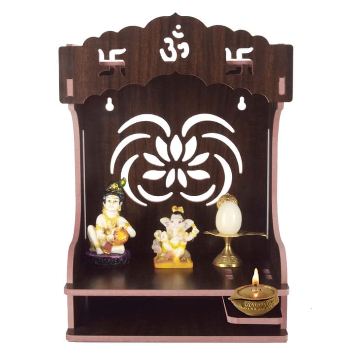 Wooden Bliss Shrine: Tranquil Spiritual Centerpiece | Temple For Home And Office | Wooden Bliss Shrine