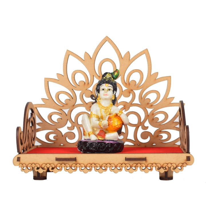 Wooden Krishna Shinghasan (21cm X 24cm X 15cm)