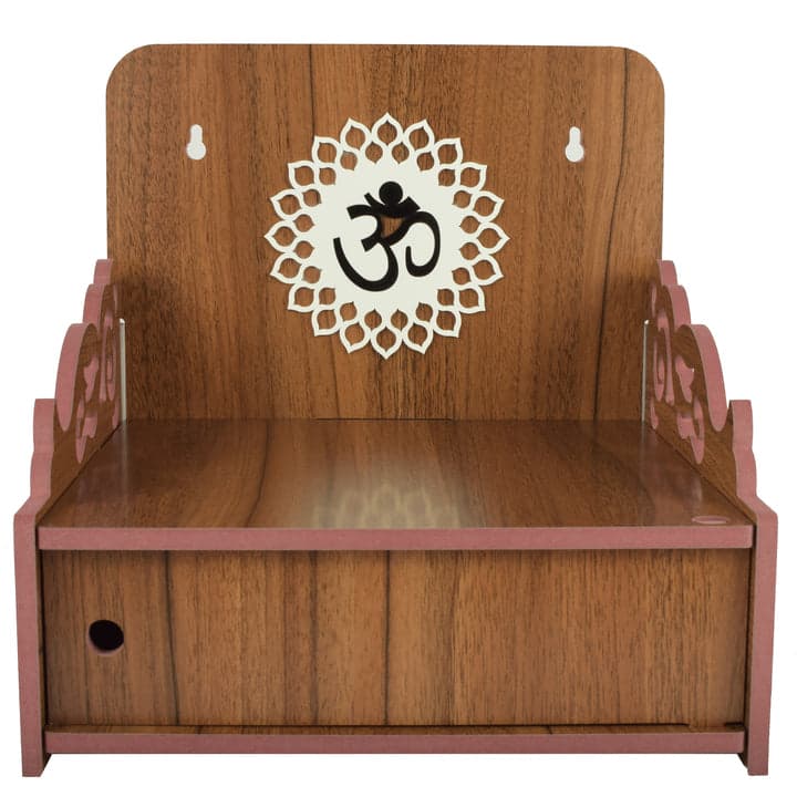 Beautiful Small Acrylic Wooden Temple For Home And Office | Wall Hanging And Table Top Home Mandir | Acraylic Om Design Temple | Decor Beautiful Wooden Temple With Acrylic Om Design - Image 21