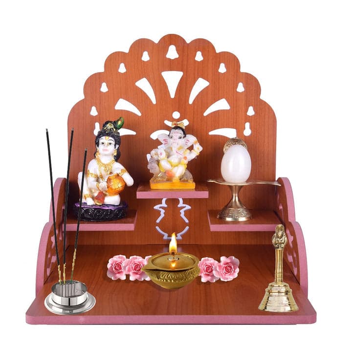 Three Stape Om Small Om Temple | Orange Colour Temple For Home And Office | 28 X 28 X 28