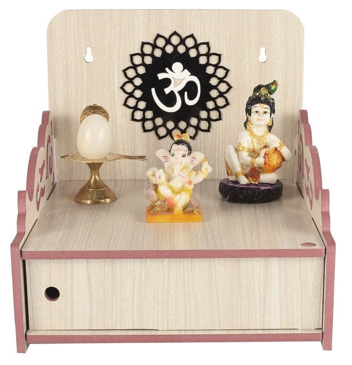 Beautiful Small Acrylic Wooden Temple For Home And Office | Wall Hanging And Table Top Home Mandir | Acraylic Om Design Temple | Decor Beautiful Wooden Temple With Acrylic Om Design - Image 14