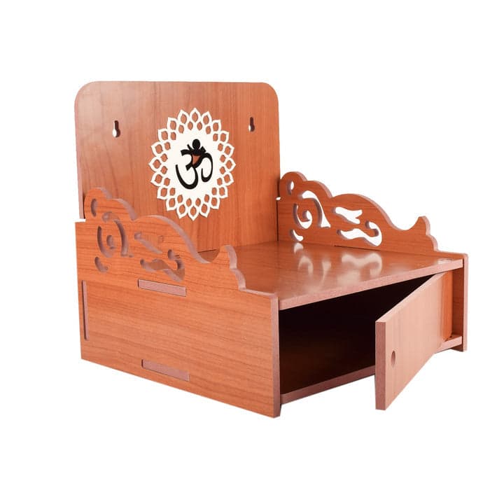 Beautiful Small Acrylic Wooden Temple For Home And Office | Wall Hanging And Table Top Home Mandir | Acraylic Om Design Temple | Decor Beautiful Wooden Temple With Acrylic Om Design - Image 12
