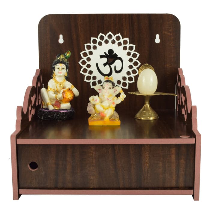 Beautiful Small Acrylic Wooden Temple For Home And Office | Wall Hanging And Table Top Home Mandir | Acraylic Om Design Temple | Decor Beautiful Wooden Temple With Acrylic Om Design