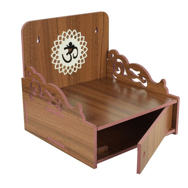 Beautiful Small Acrylic Wooden Temple For Home And Office | Wall Hanging And Table Top Home Mandir | Acraylic Om Design Temple | Decor Beautiful Wooden Temple With Acrylic Om Design - Image 24