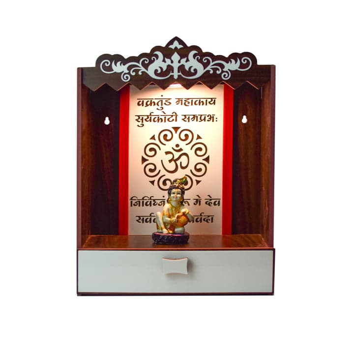 Wooden Led Light Acrylic Om With Shlok Design Temple