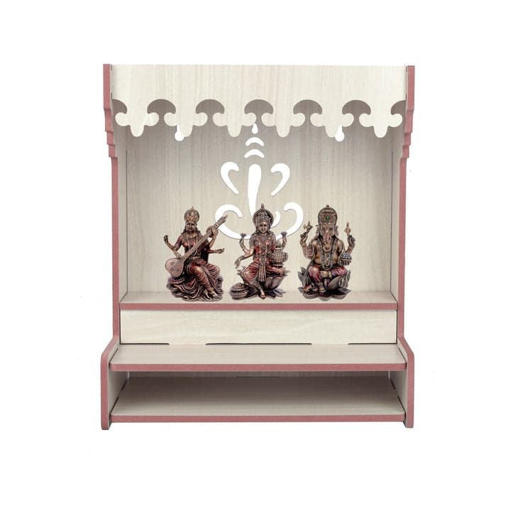 Beautiful Wooden Pooja Stand For Home, Temple For Home And Office | Puja Mandir For Home And Office Wall With Led Light - Image 9