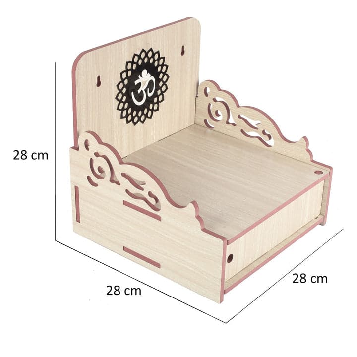 Beautiful Small Acrylic Wooden Temple For Home And Office | Wall Hanging And Table Top Home Mandir | Acraylic Om Design Temple | Decor Beautiful Wooden Temple With Acrylic Om Design - Image 15