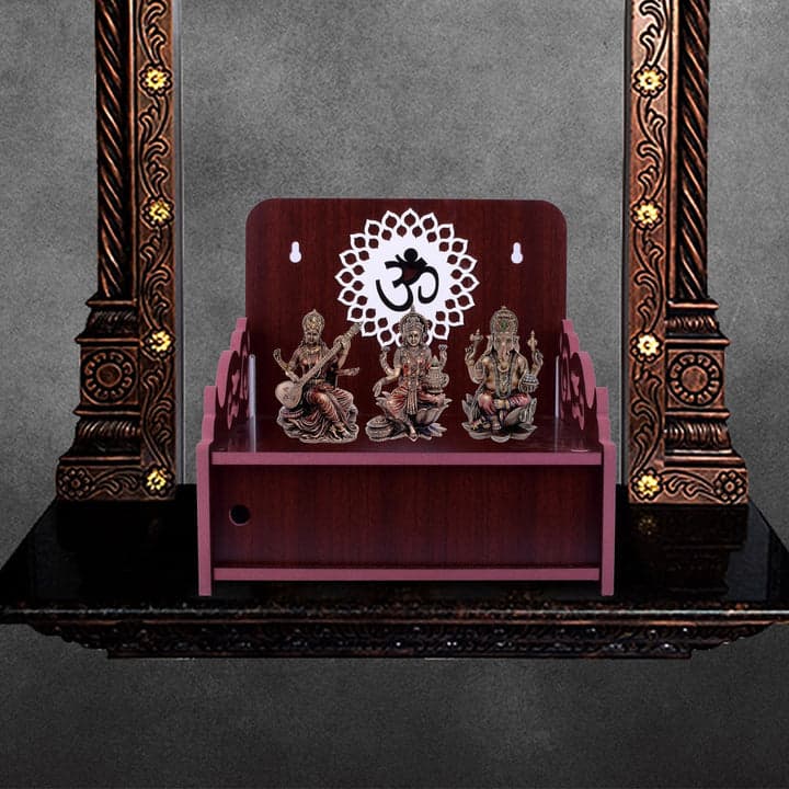 Beautiful Small Acrylic Wooden Temple For Home And Office | Wall Hanging And Table Top Home Mandir | Acraylic Om Design Temple | Decor Beautiful Wooden Temple With Acrylic Om Design - Image 28
