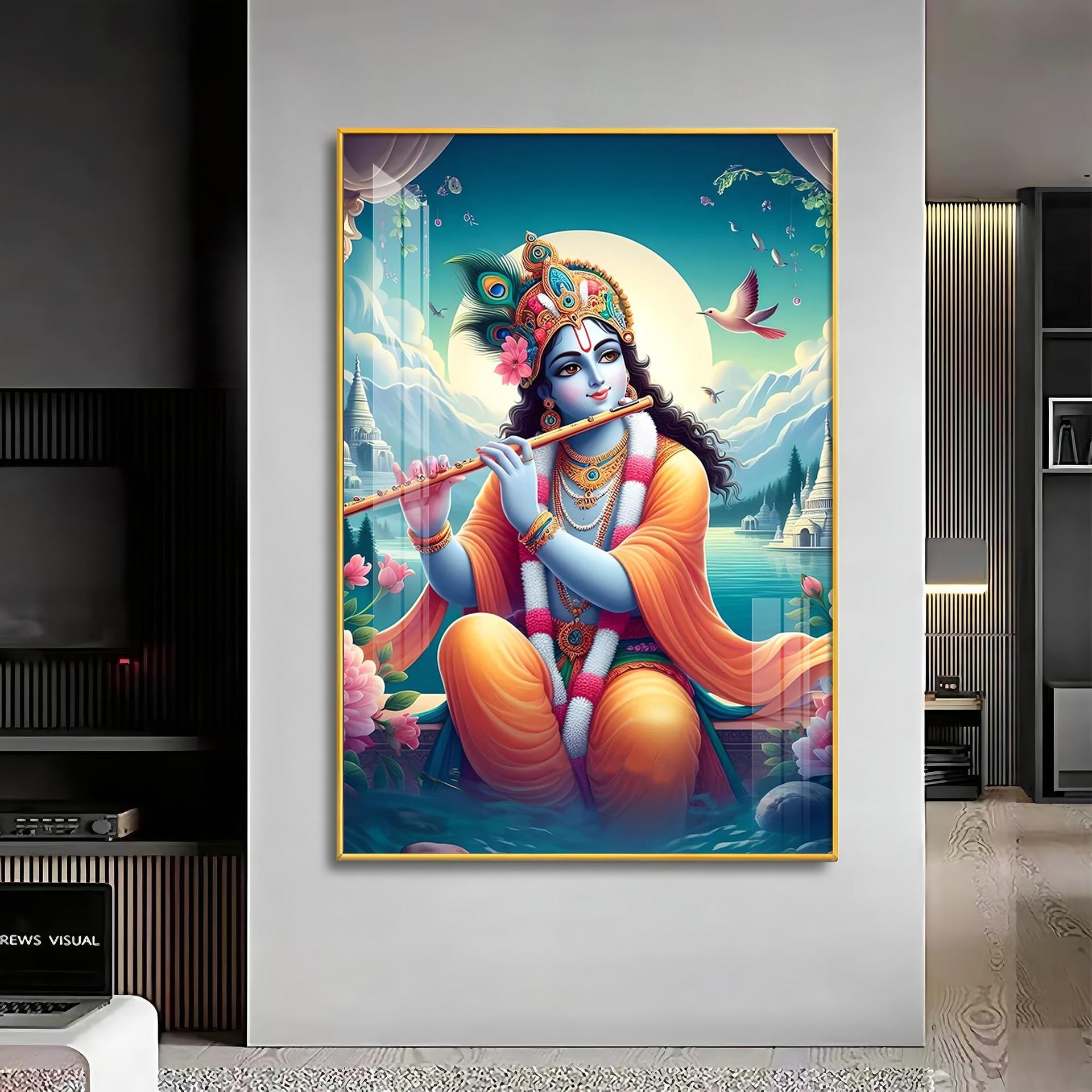 Lord Krishna Devotion Premium Vertical Acrylic Wall Art - Image 18