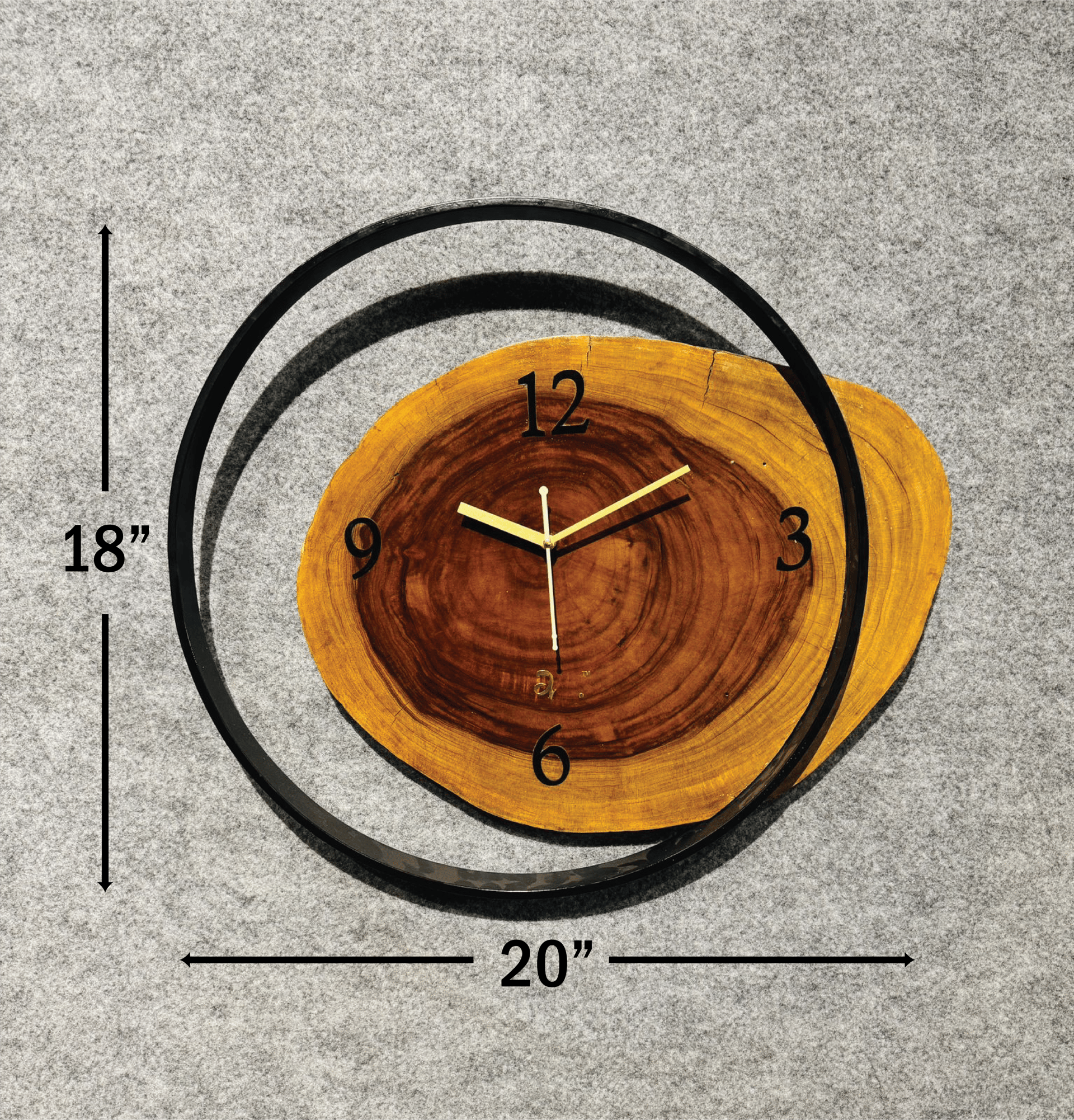 Handmade Natural Wood & Metal Frame Wall Clock - Image 10