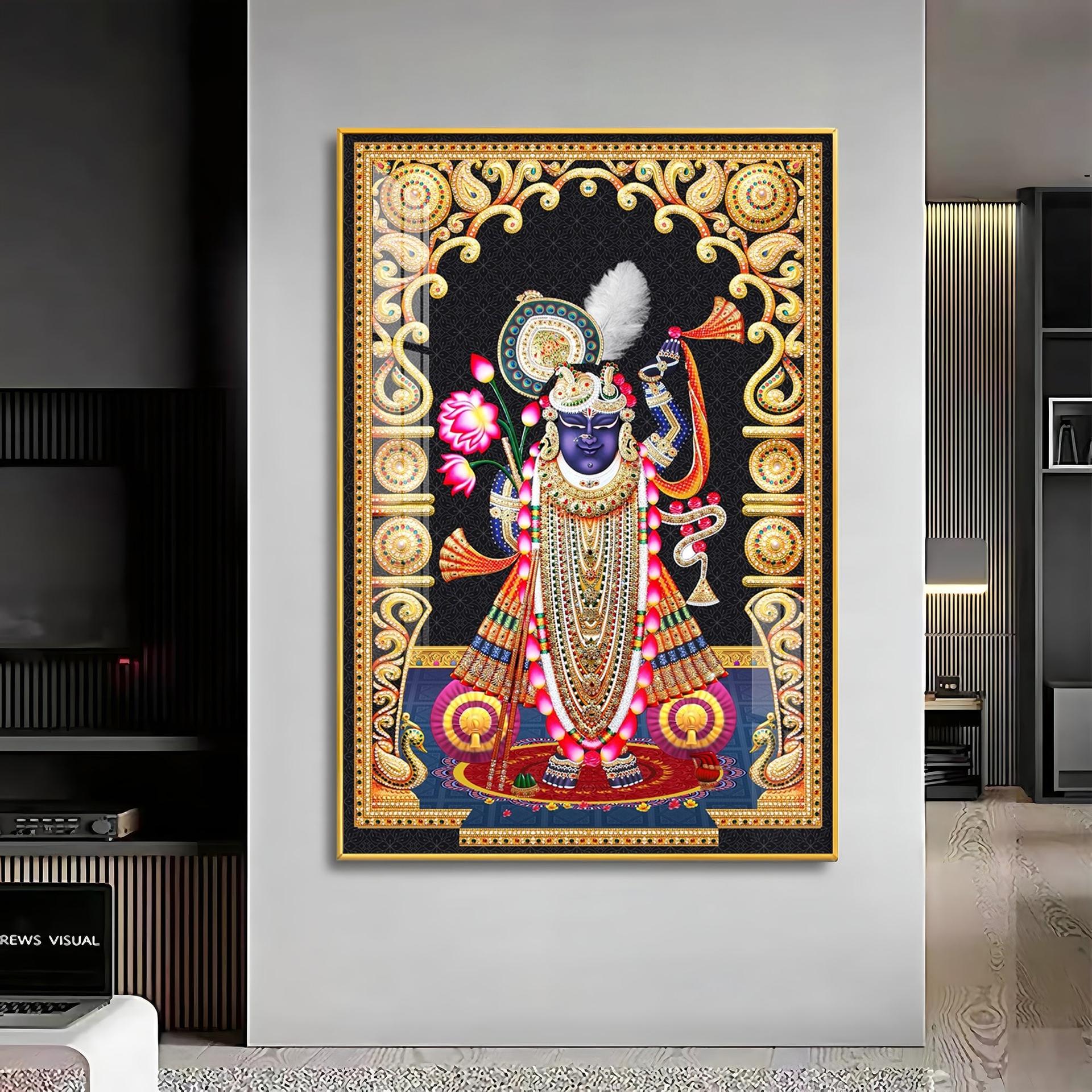 Celestial Krishna Premium Acrylic Vertical Wall Art - Image 11