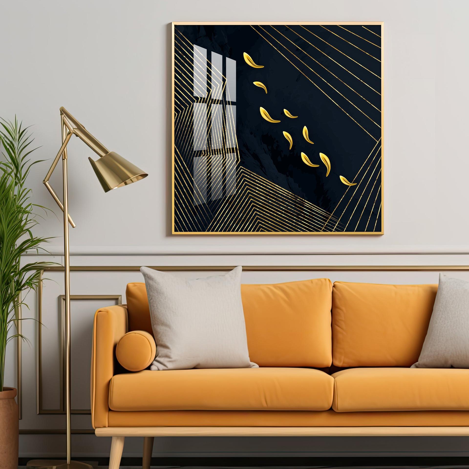 Gold Foil Goldfish Premium Acrylic Square Wall Art - Image 2