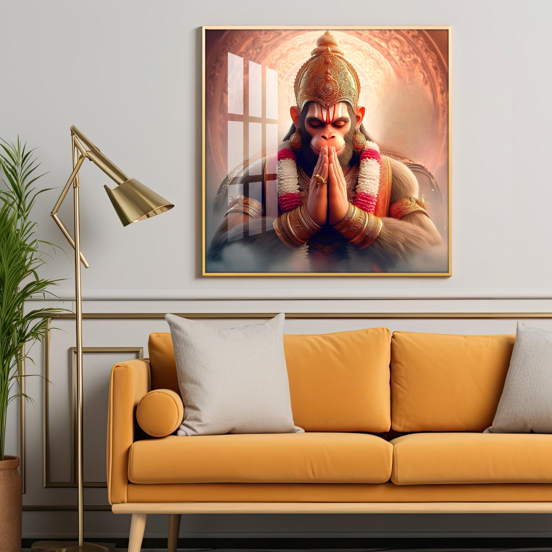 Powerful Hanuman Ji Premium Acrylic Square Wall Art - Image 9