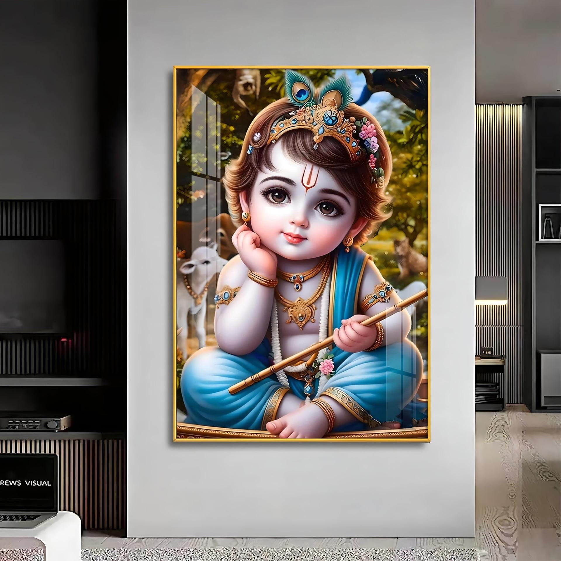 Little Krishna Reverberations Premium Vertical Acrylic Wall Art - Image 12