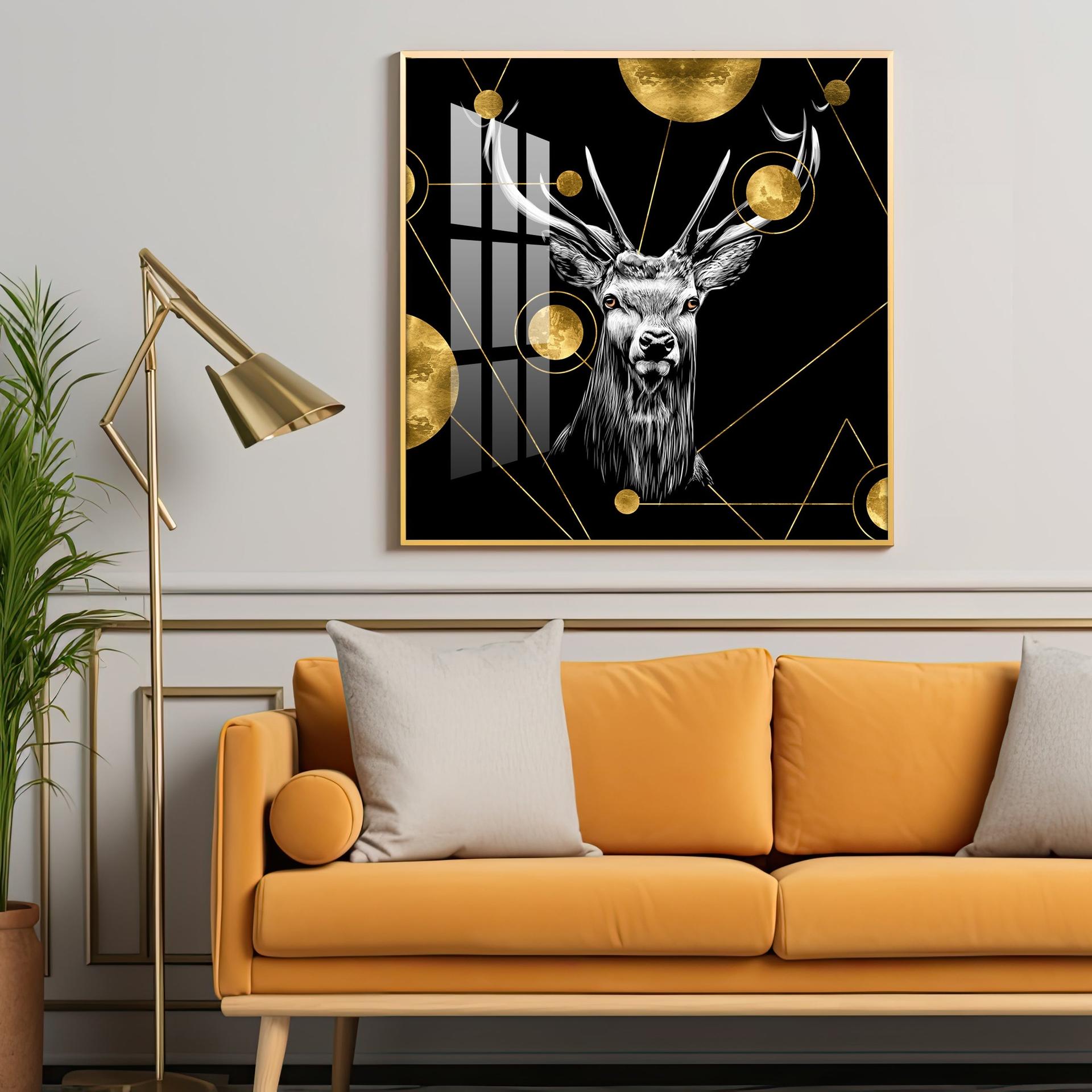 Light Luxury Elk Abstract Art Living Room Premium Acrylic Square Wall Art - Image 15