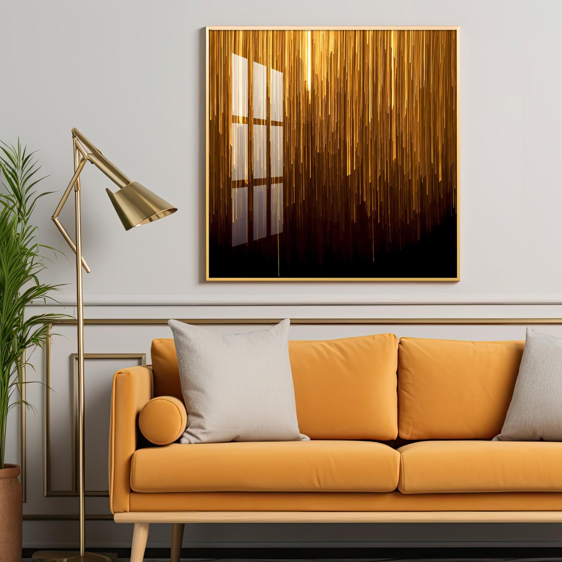 Art Ink Gold Living Room Premium Acrylic Square Wall Art - Image 2