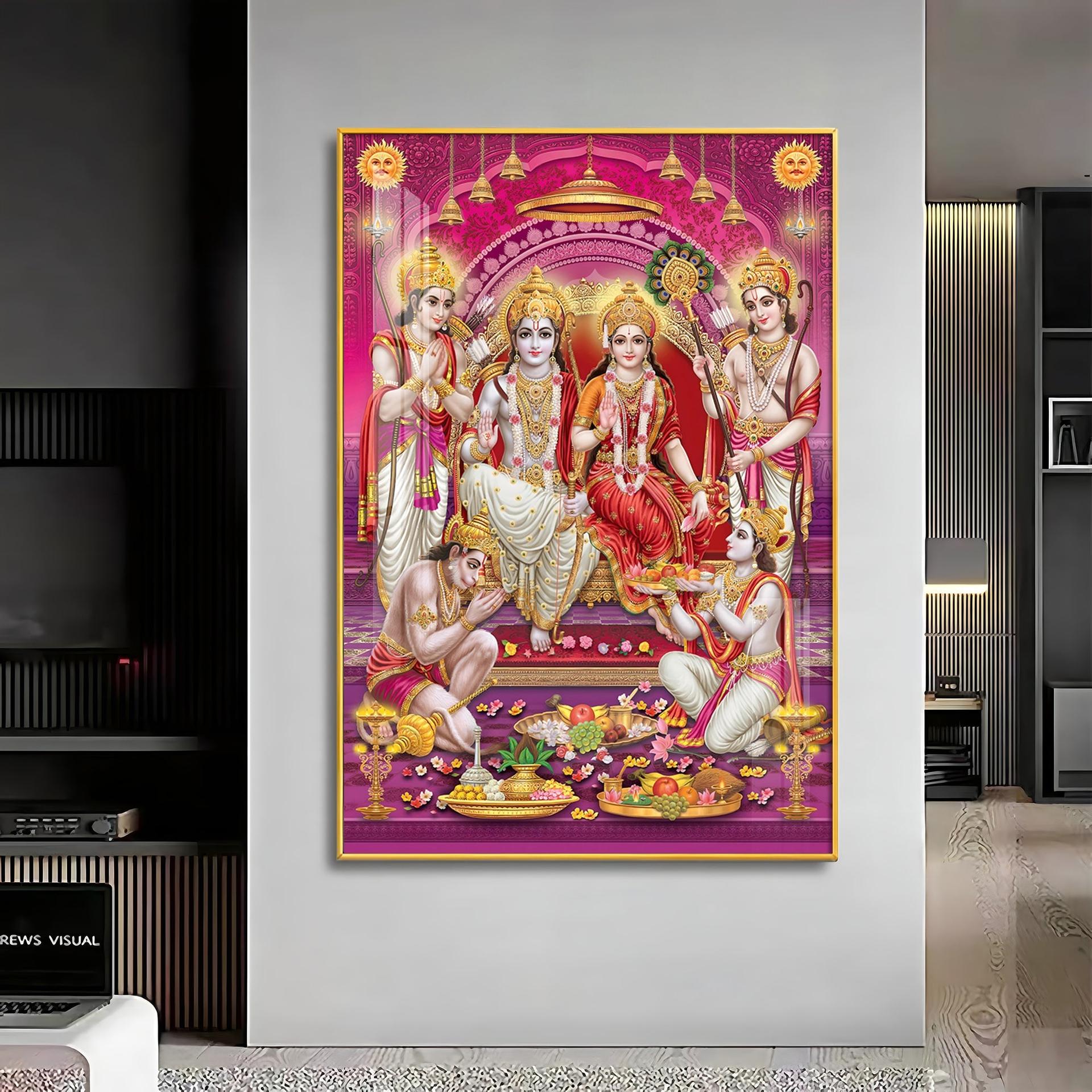 Ram Sita Darbar Premium Acrylic Vertical Wall Art - Image 8