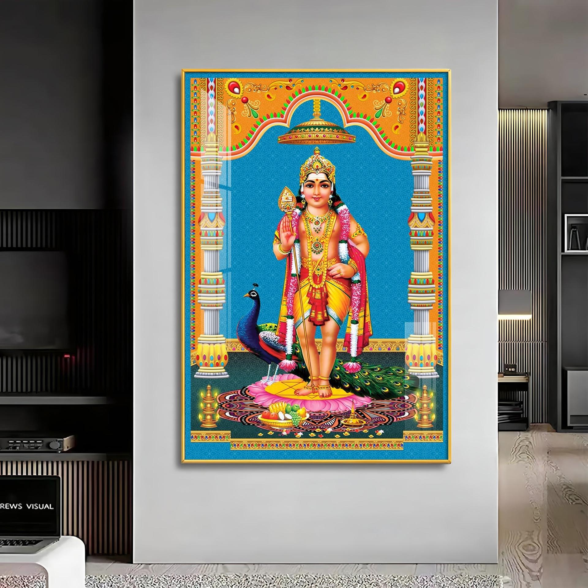 God Murugan Kartikeya Premium Acrylic Vertical Wall Art - Image 11