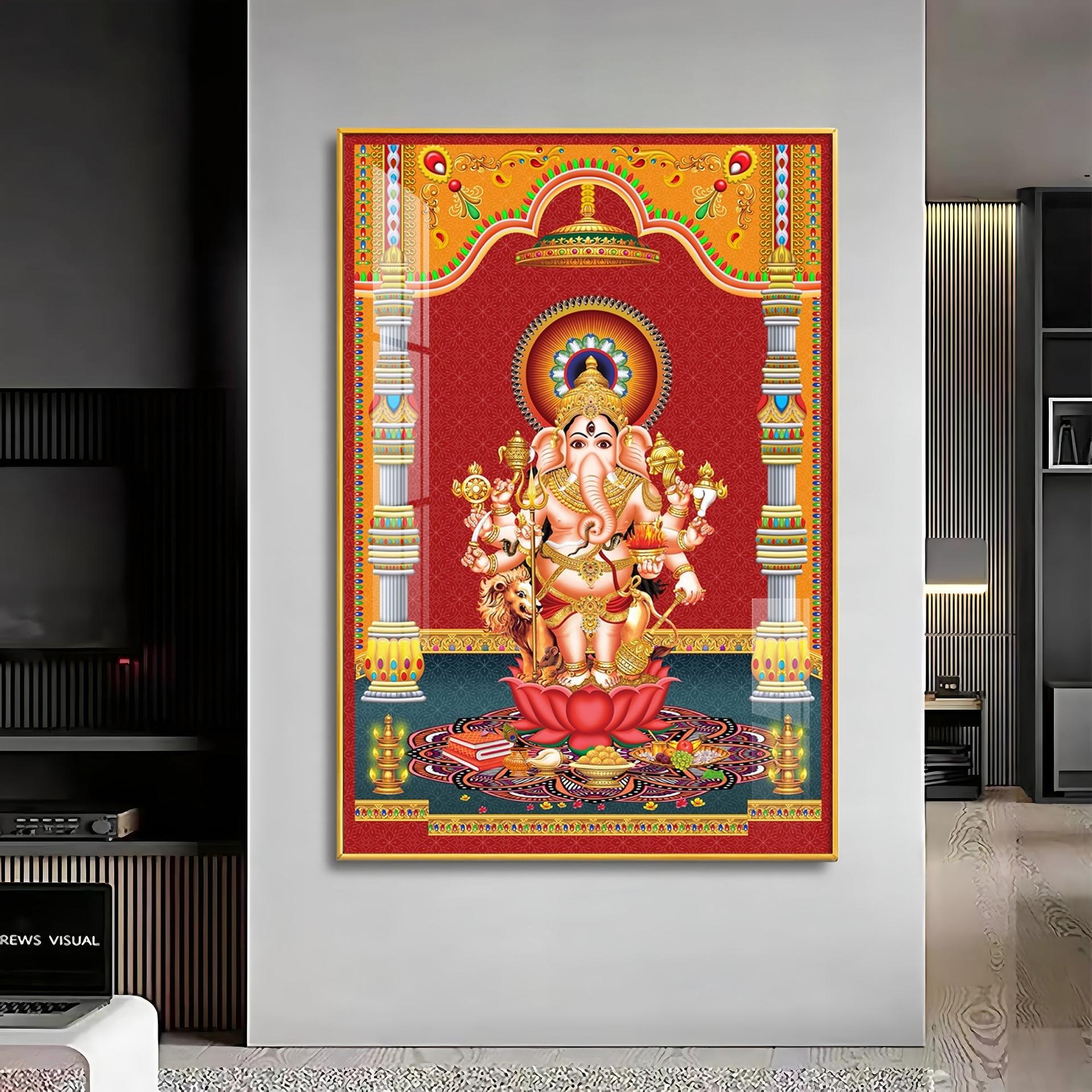 Lord Ganesh Blessings Premium Acrylic Vertical Wall Art - Image 11