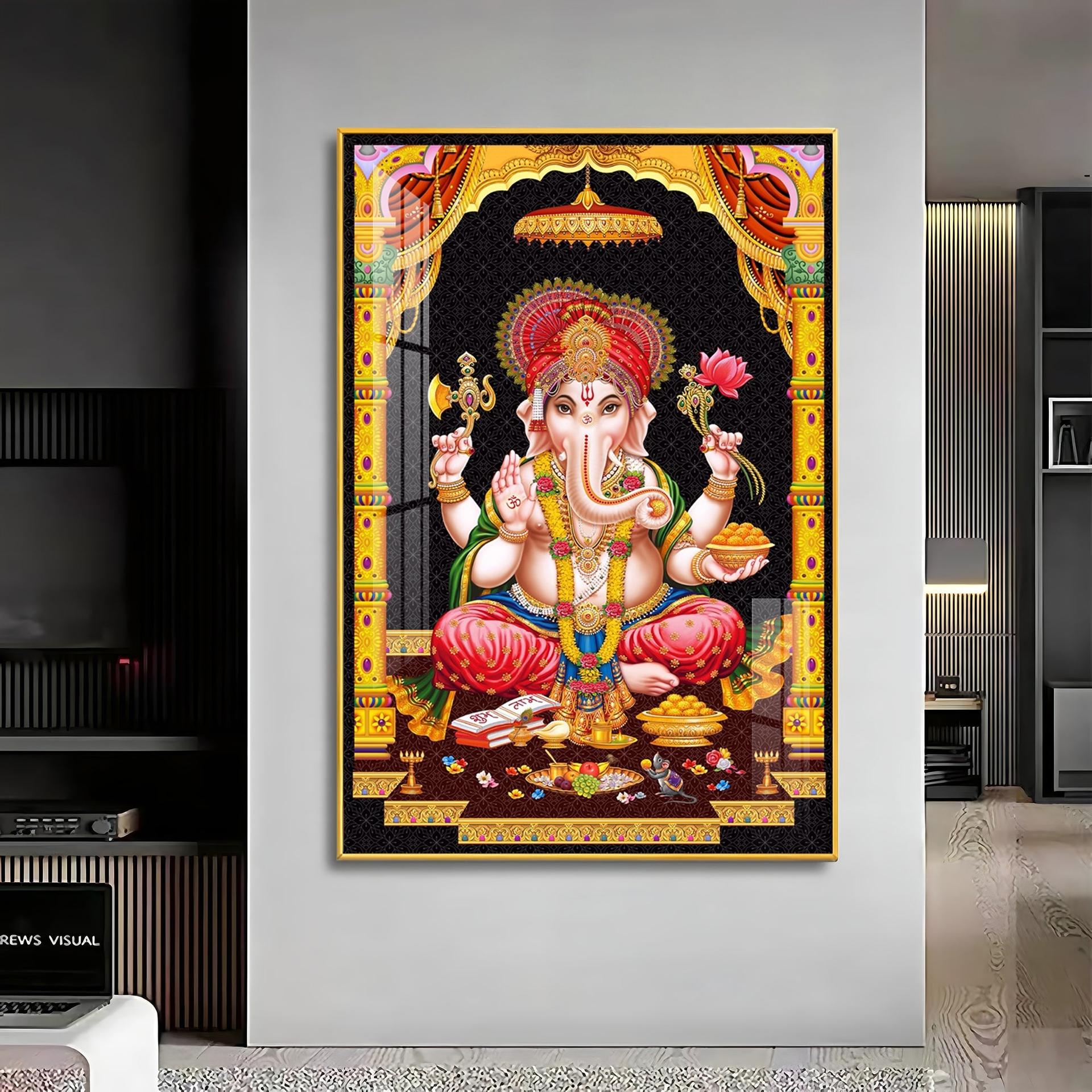 Sacred Ganesha Premium Acrylic Vertical Wall Art