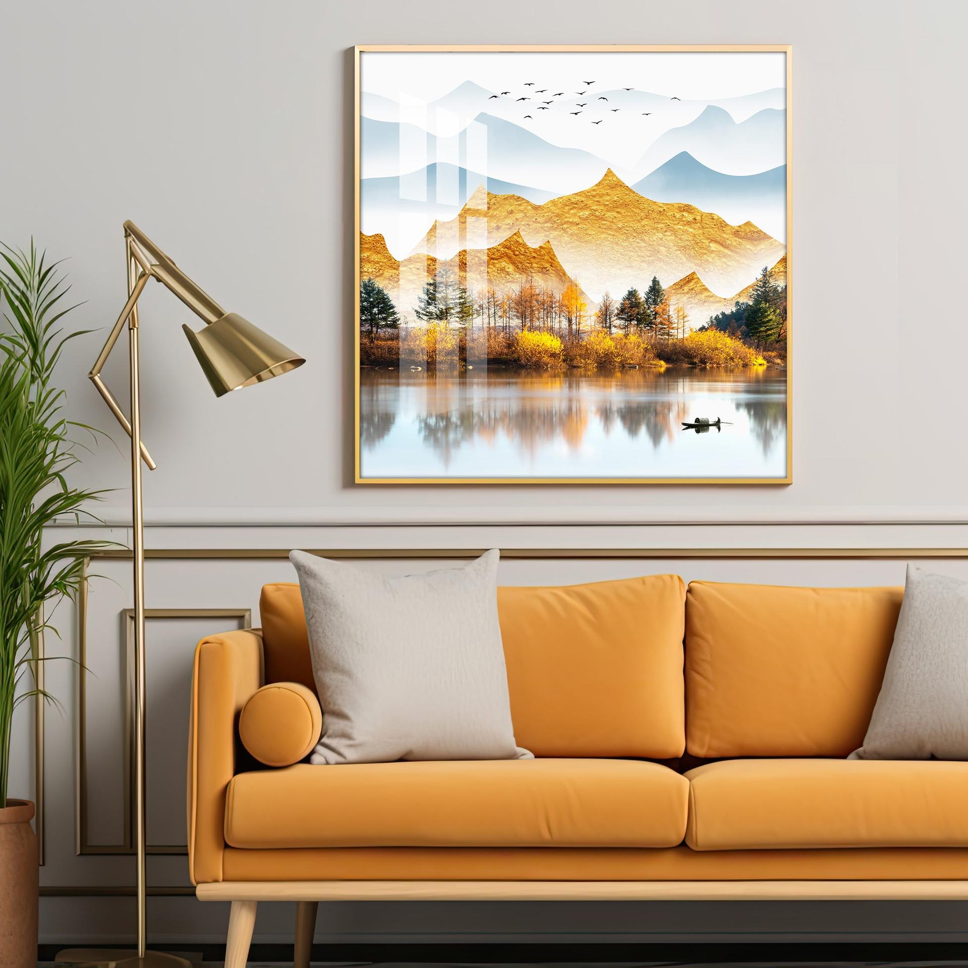 Sun Kissed Mountains Premium Acrylic Square Wall Art - Image 9