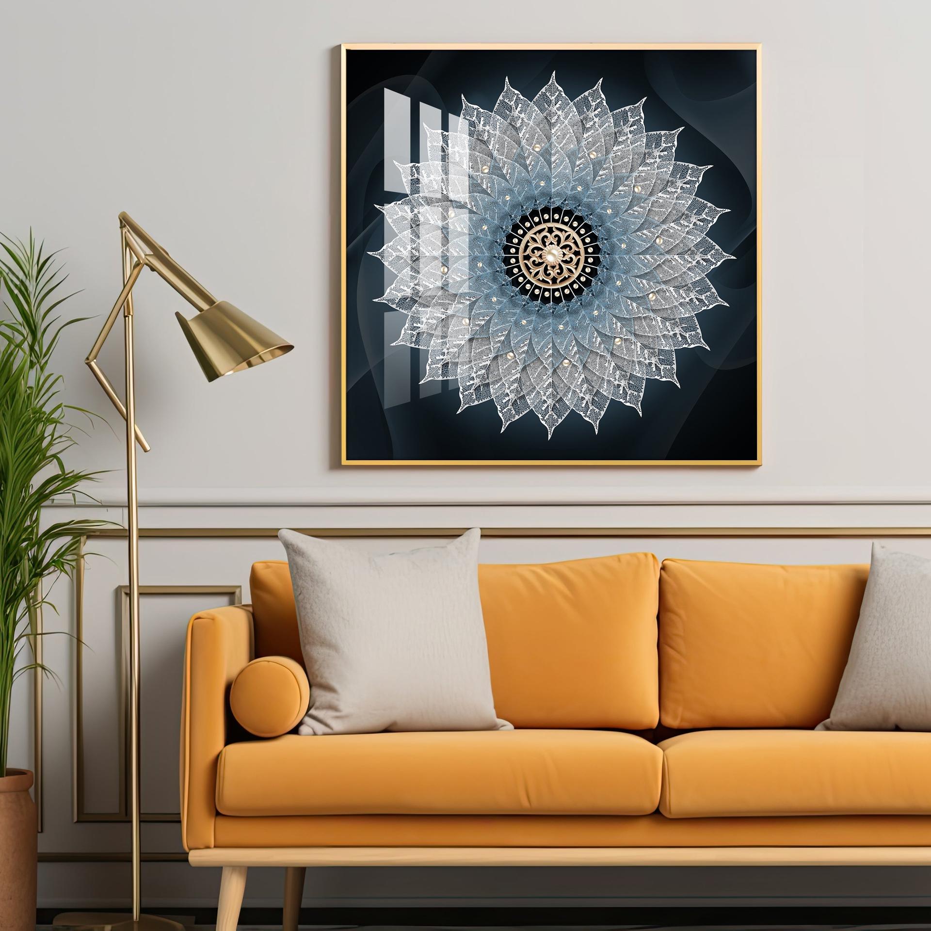 Crystal Flower Mandala Premium Acrylic Square Wall Art - Image 9