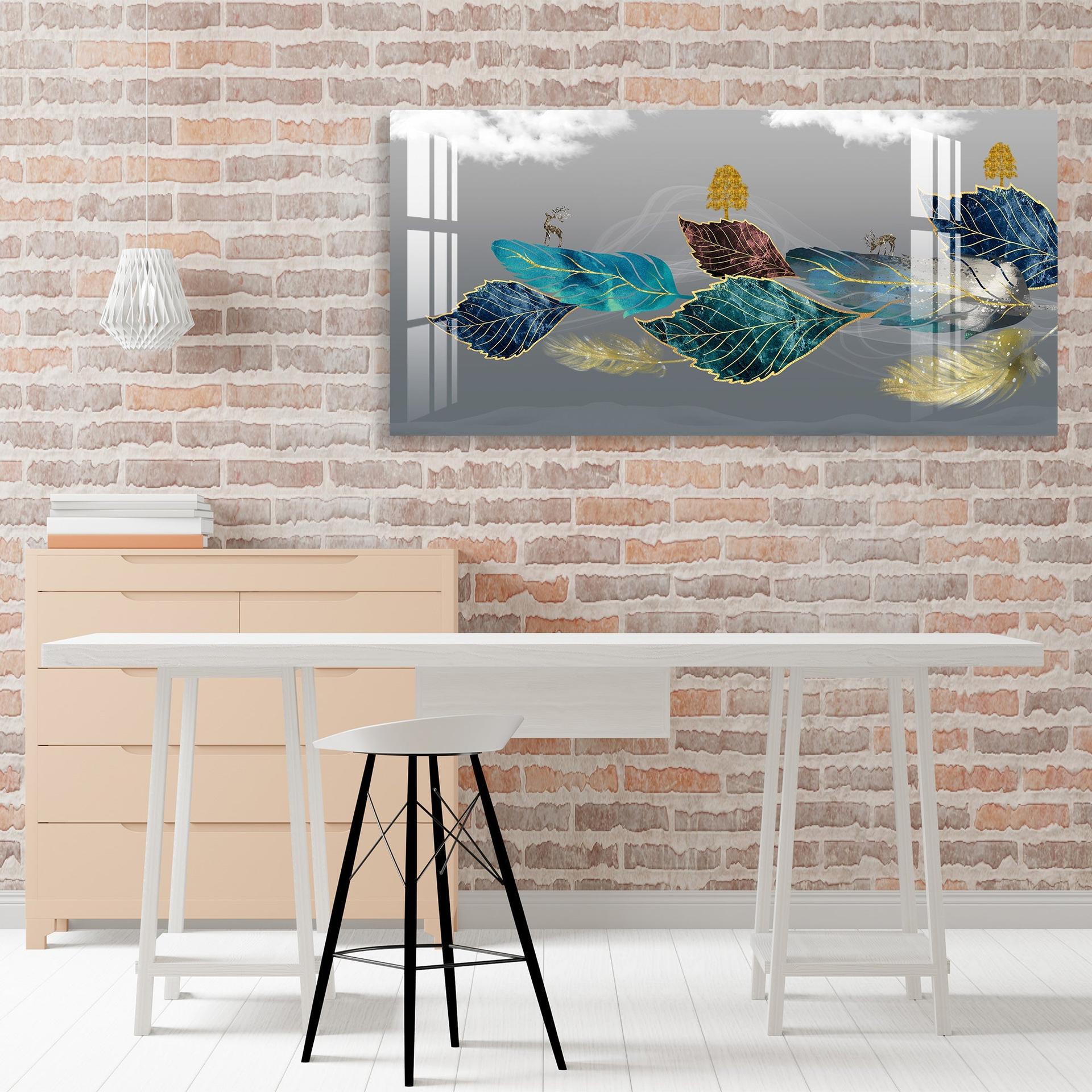 Abstract Colourful Leaves Acrylic Wall Art - Image 8