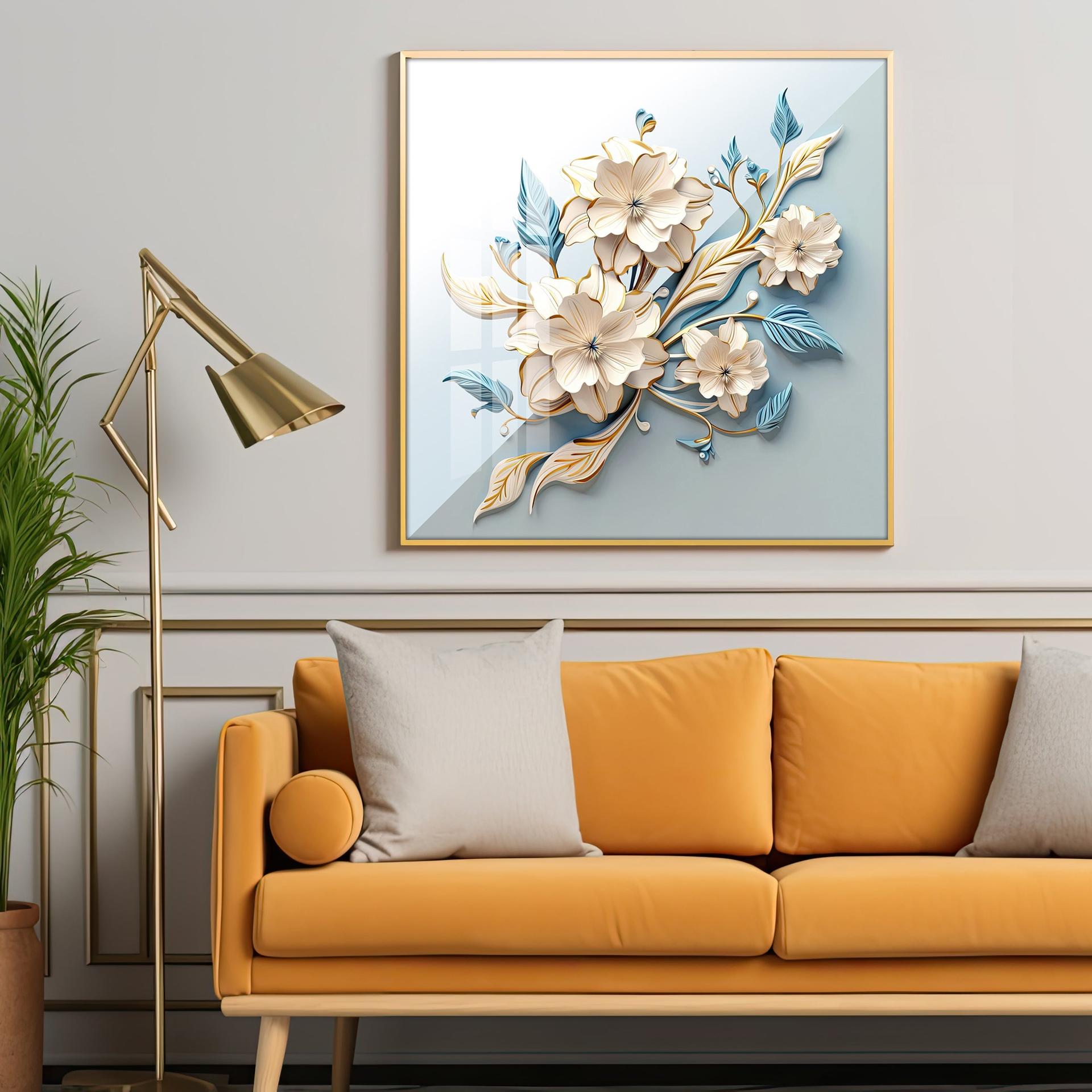 Floral Premium Acrylic Square Wall Art - Image 3