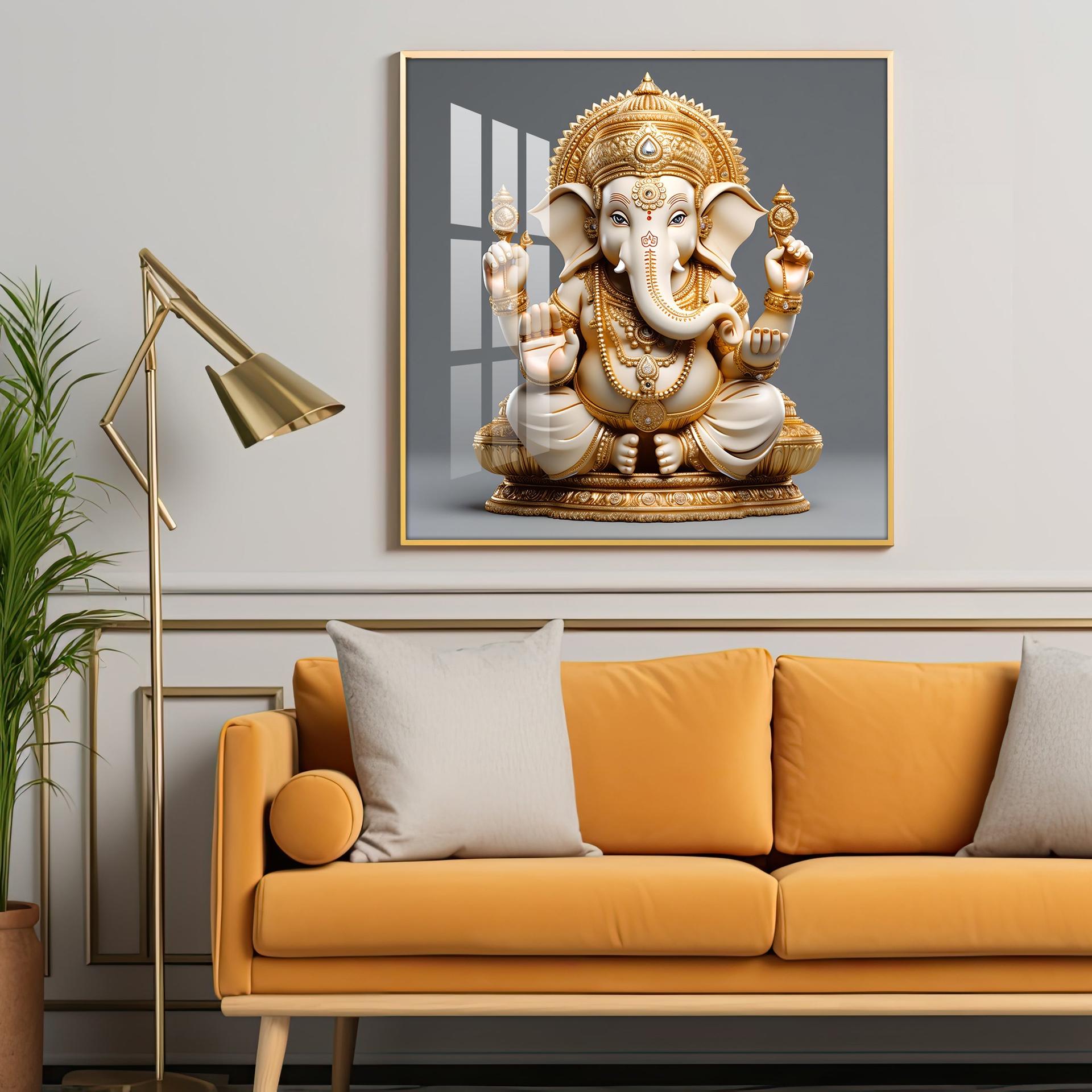 Cute Ganpati Premium Acrylic Square Wall Art