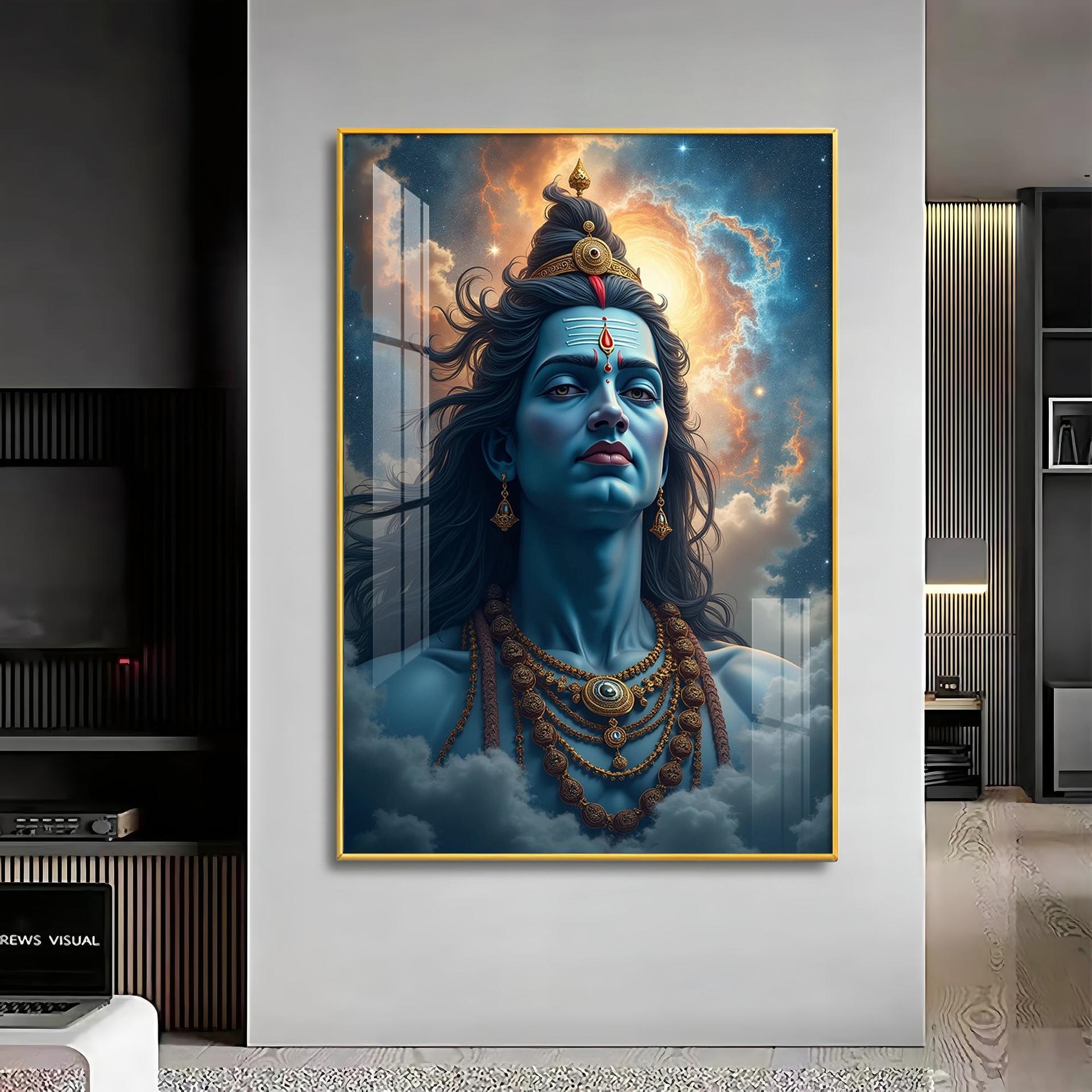 Lord Shiva In The Clouds Premium Acrylic Wall Art - Image 9