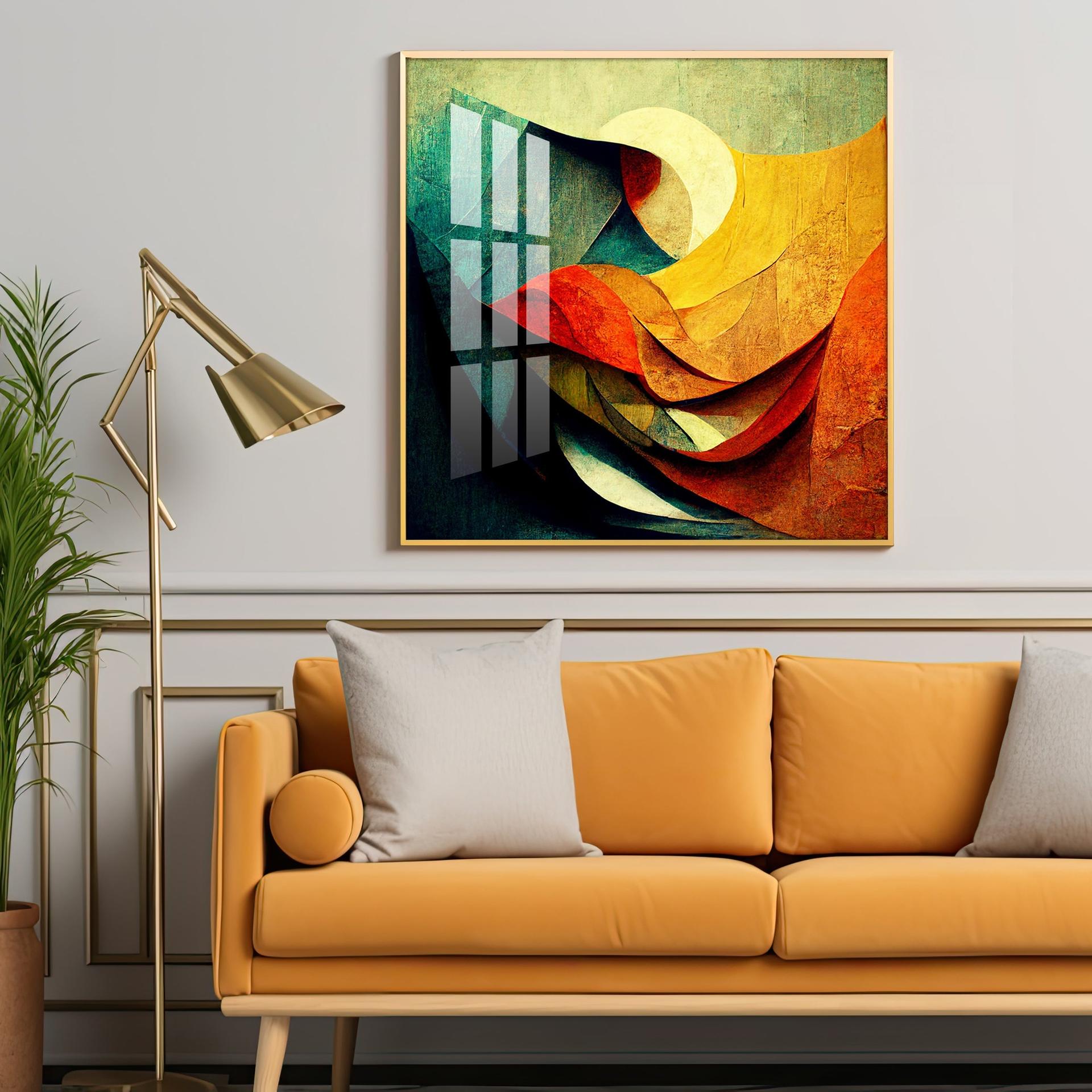 Abstract Contemporary Modern Watercolor Art Premium Acrylic Square Wall Art - Image 3