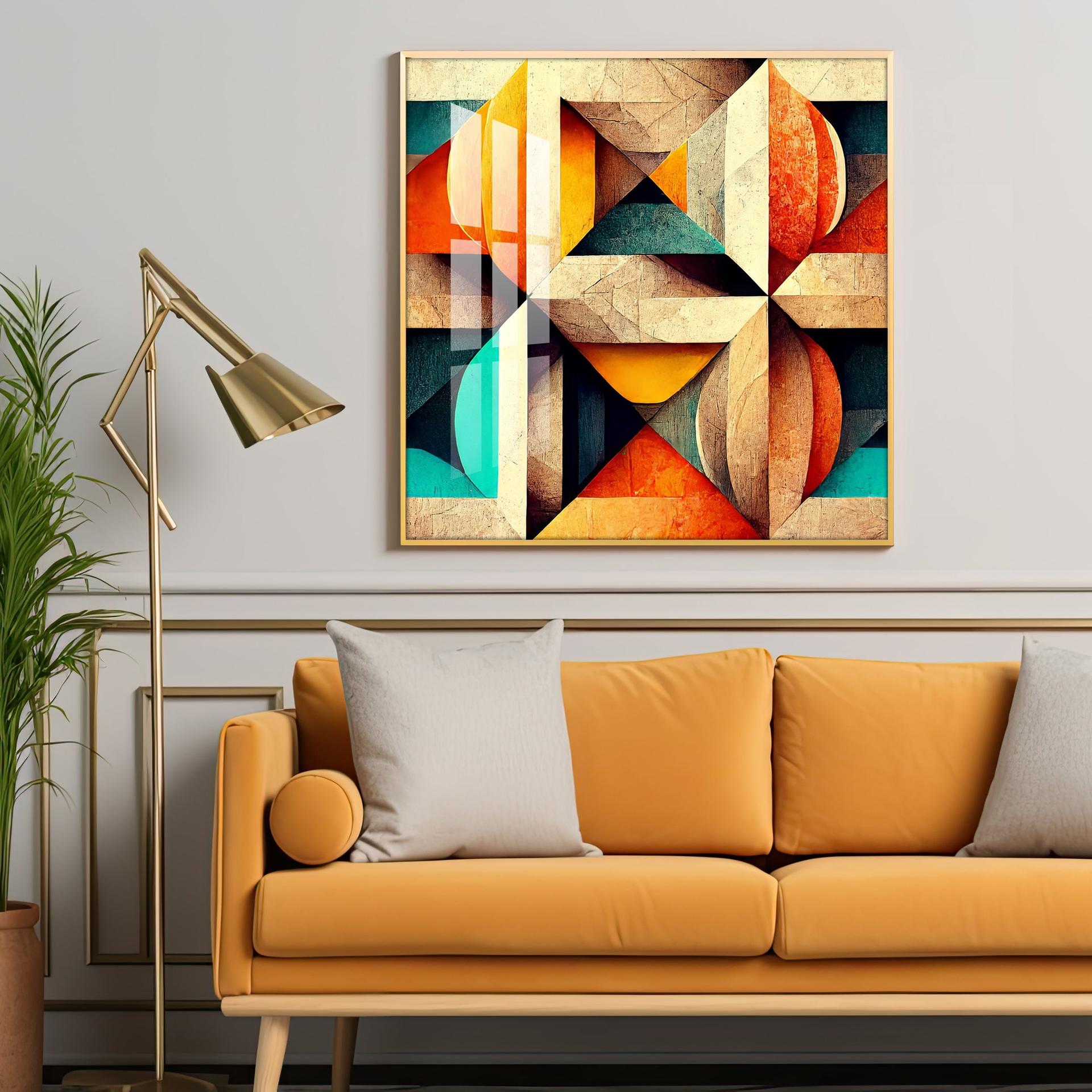 Seamless Pattern Shapes Premium Acrylic Square Wall Art - Image 3