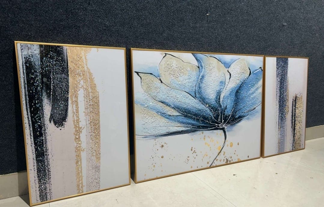 Set Of 3 Floral Crystal Wall Decoration