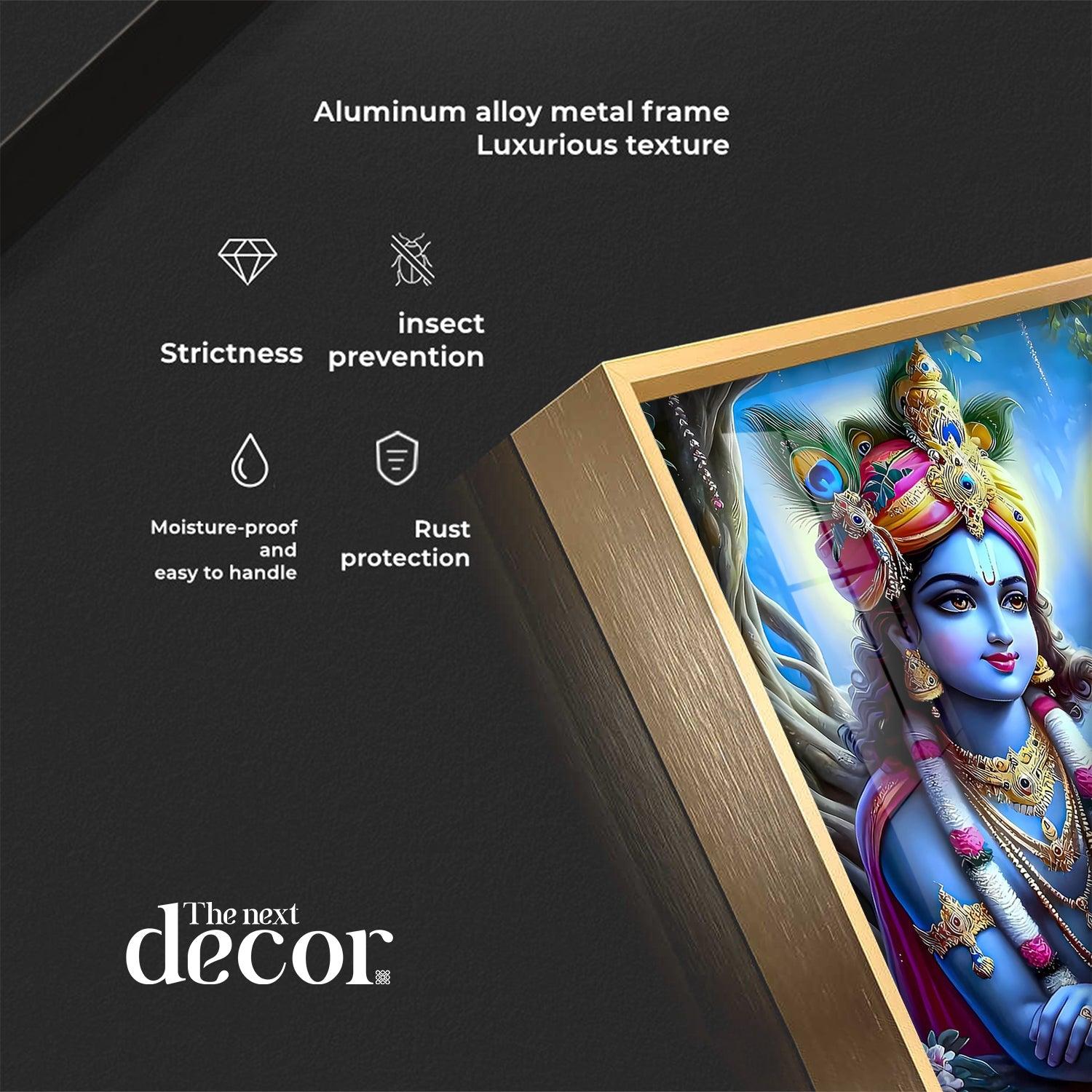 Radha Krishna In Vatika Premium Acrylic Square Wall Art - Image 7