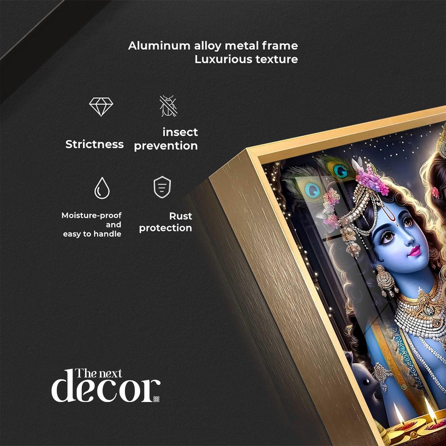 Glowing Krishna Radha Premium Acrylic Square Wall Art - Image 7