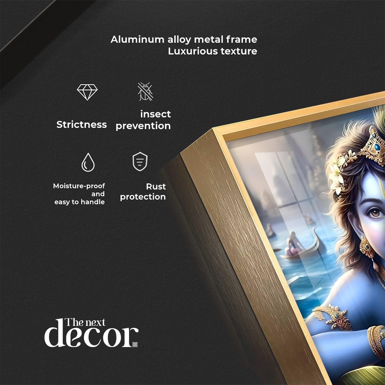 Little Krishna Premium Acrylic Square Wall Art - Image 7
