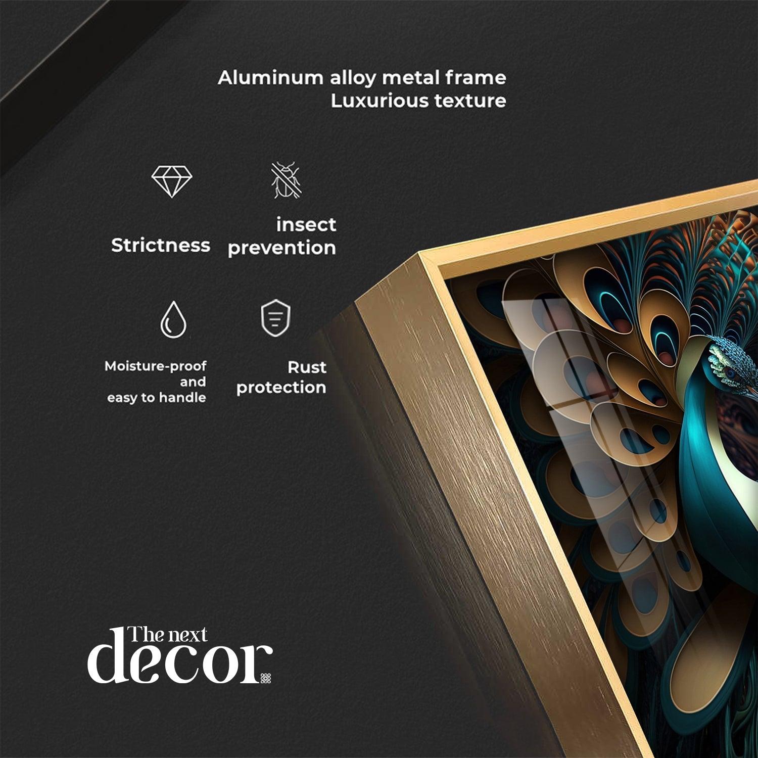 Peacock Is Shown With Large Feather Premium Acrylic Square Wall Art - Image 9