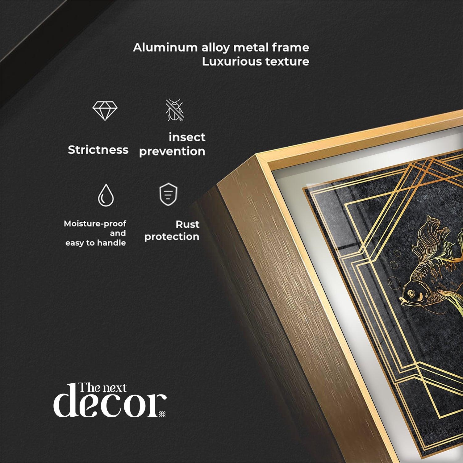 Modern Fashionable Gold Foil Goldfish Premium Acrylic Square Wall Art - Image 8