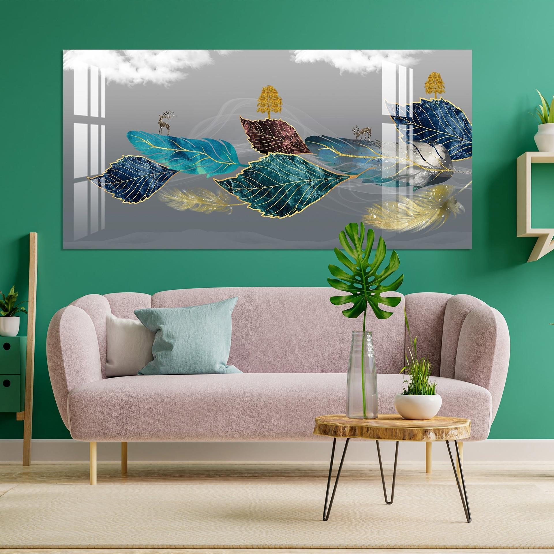 Abstract Colourful Leaves Acrylic Wall Art - Image 11