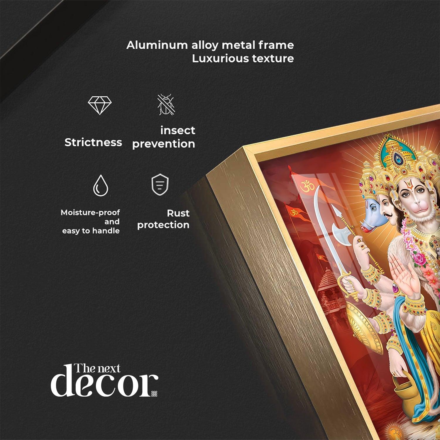 Panchmukhi Hanuman Premium Acrylic Square Wall Art - Image 7