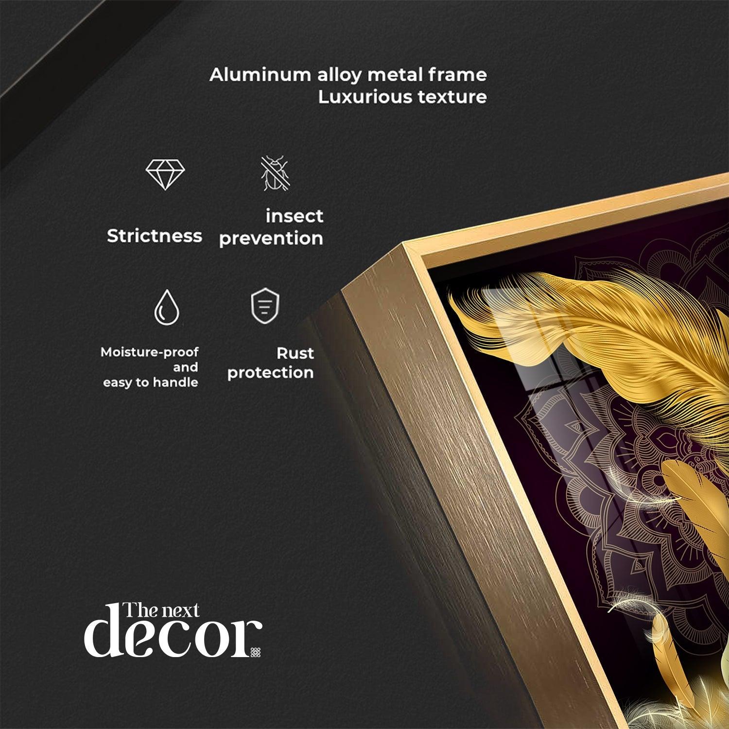 Golden Feather Light Luxury Premium Acrylic Square Wall Art - Image 13