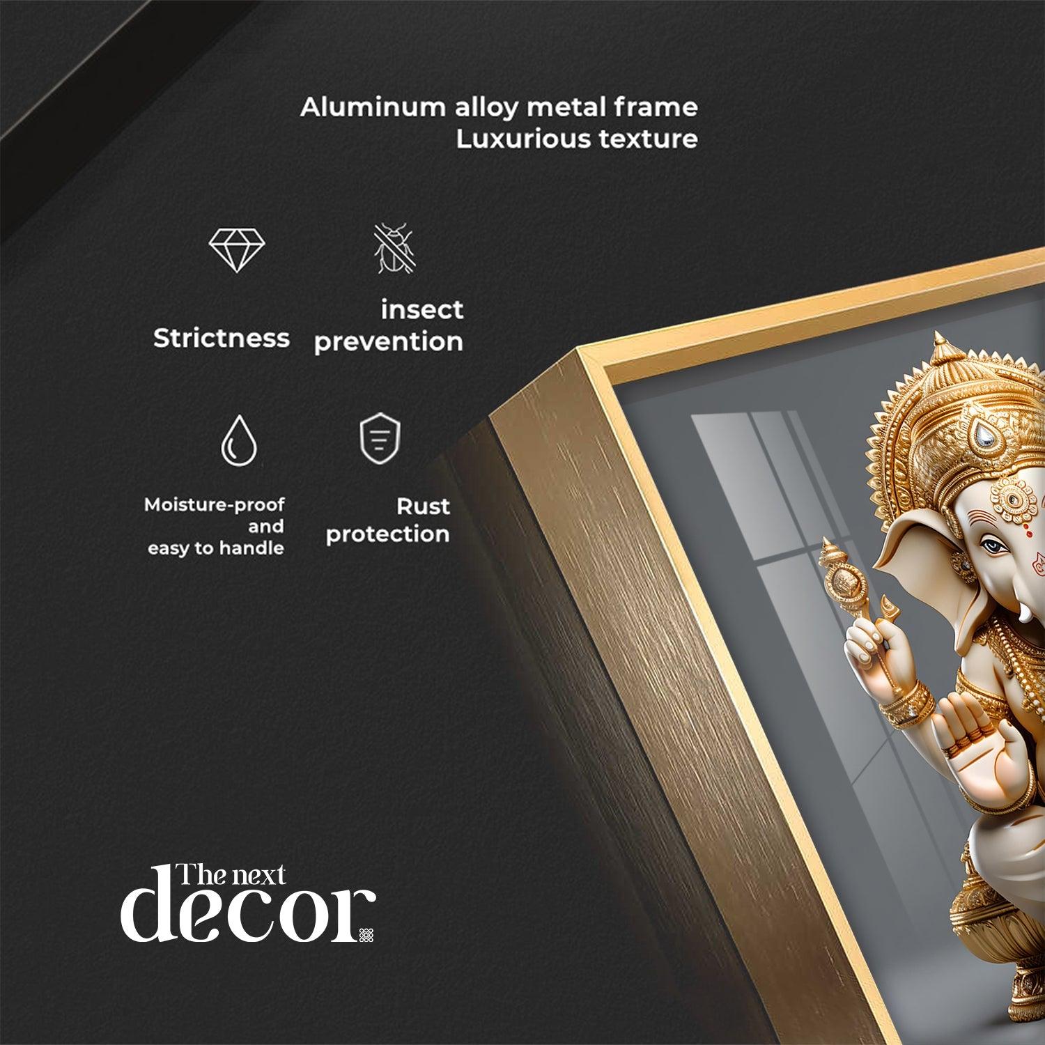 Cute Ganpati Premium Acrylic Square Wall Art - Image 7
