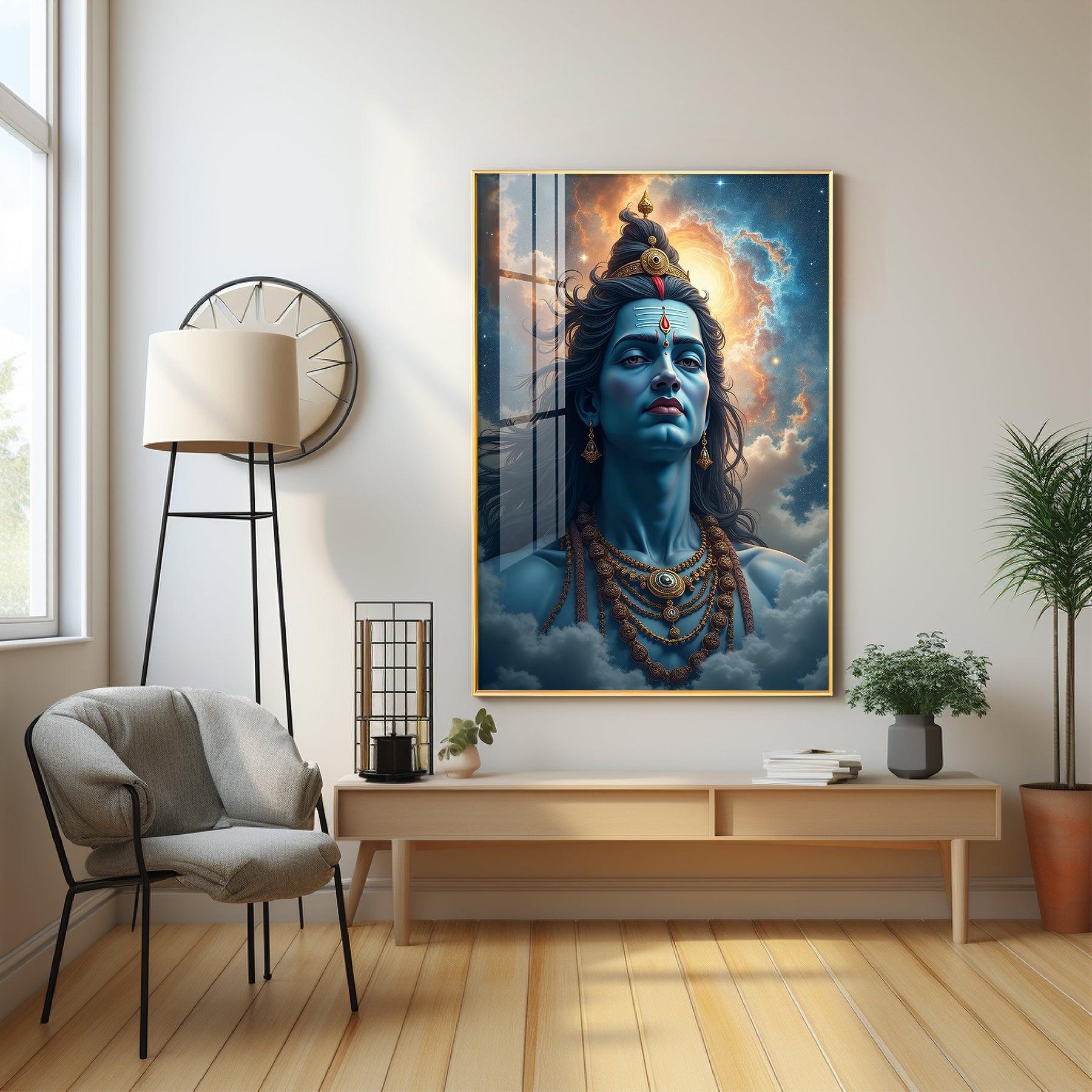 Lord Shiva In The Clouds Premium Acrylic Wall Art - Image 3